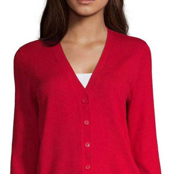 Worthington V Neck Long Sleeve Button 